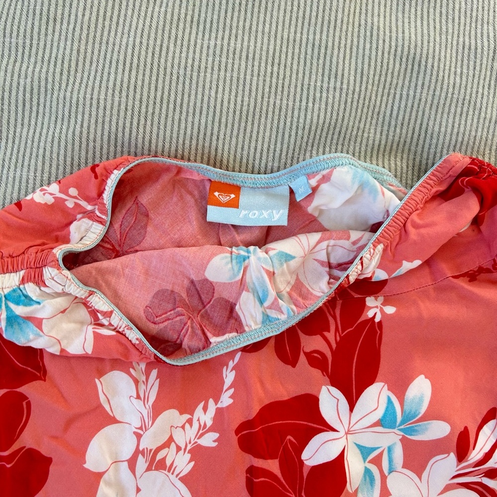 Roxy Coral Red Floral Midi Skirt